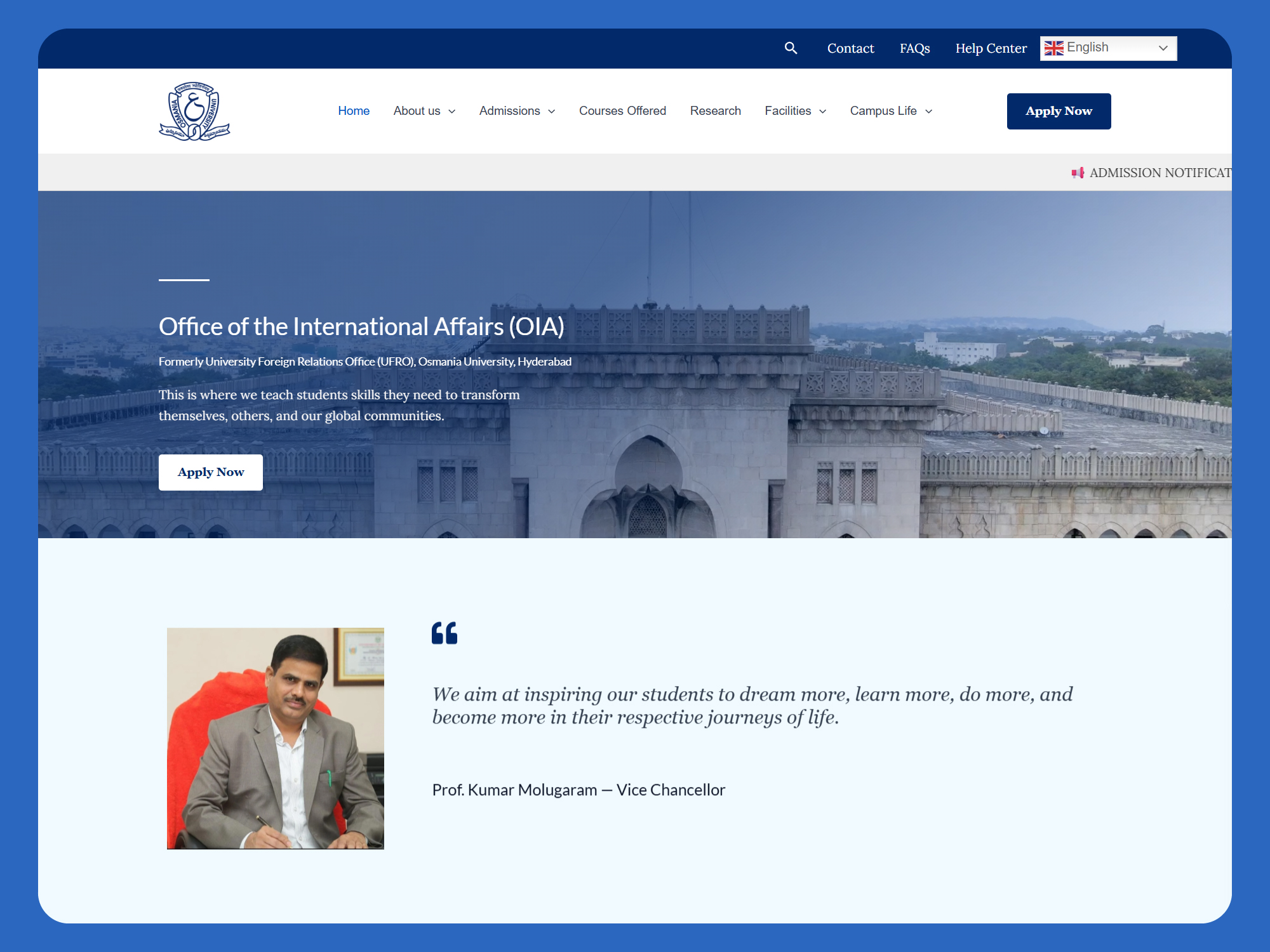 Osmania University: OIA Office Website