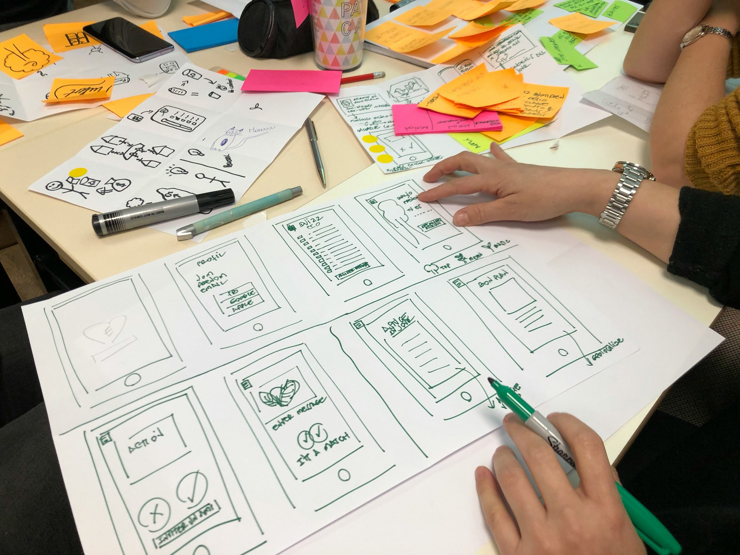 UI/UX designer working on wireframes